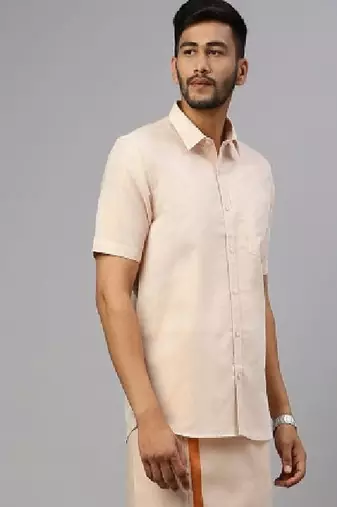 Copper shirt cotton blend dhoti set - men shirts