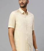 beige plain cotton classic men shirt