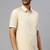 Beige plain cotton classic men shirt