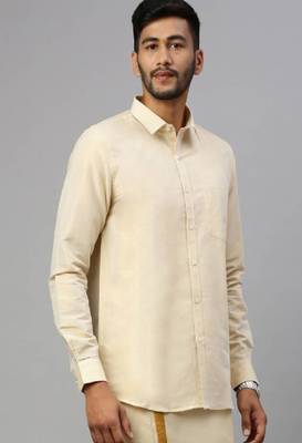 beige classic fit full sleeve cotton men's shirt 1