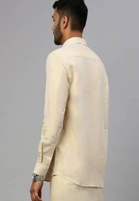 beige classic fit full sleeve cotton men's shirt 3