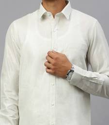 White plain cotton blend shirt & veshti - dhoti