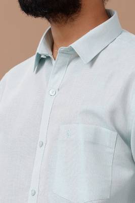 green cotton blend men's shirt and dhoti kurta set 2