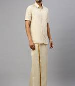 Copper plain cotton shirt with dhoti - men shirts