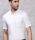 White plain cotton slim fit shirt men