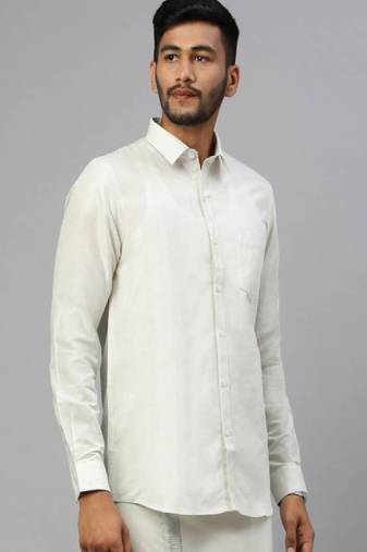 white cotton men shirt with full sleeve style