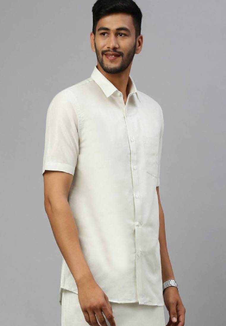 White plain cotton shirt men-shirts