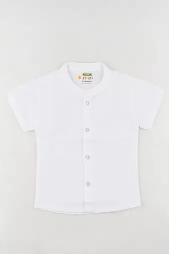 White cotton blend shirt veshti - ramraj newborn baby traditional set