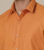 Brown cotton blend shirt dhoti - dhoti-kurta