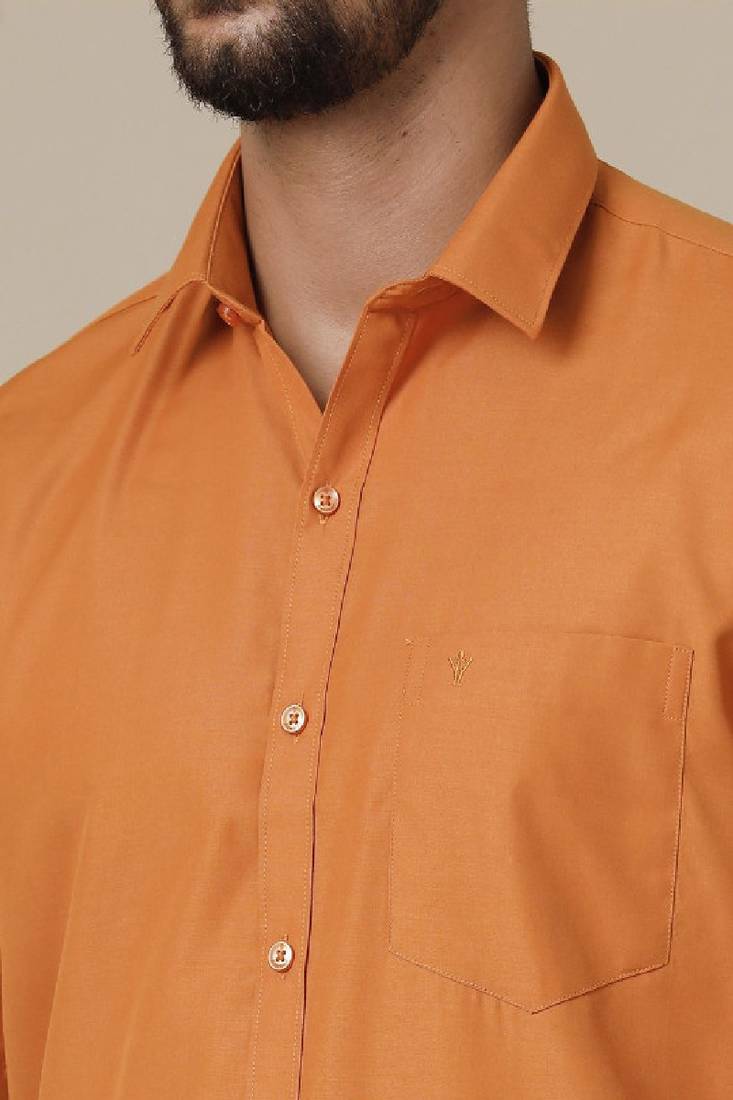 Brown cotton blend shirt dhoti - dhoti-kurta