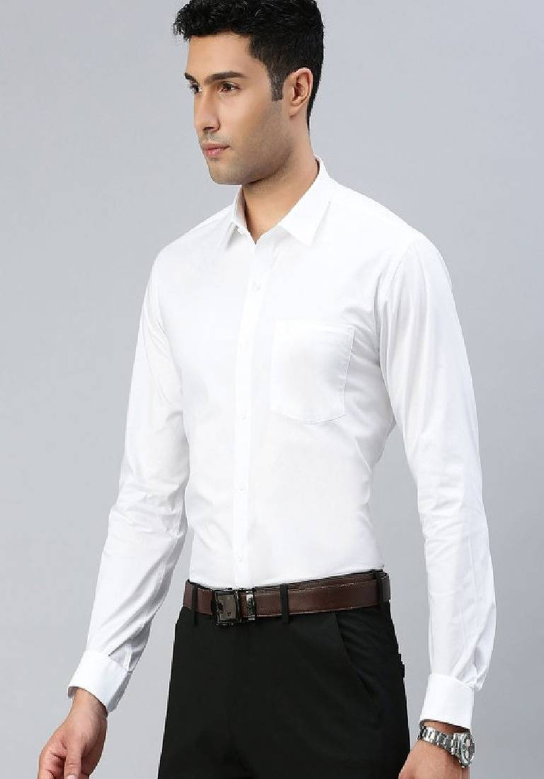 White solid cotton shirt regular fit men shirts