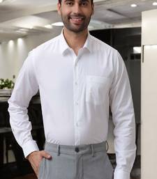 White plain cotton formal shirt - men shirts