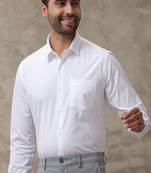 White plain cotton formal shirt - men shirts