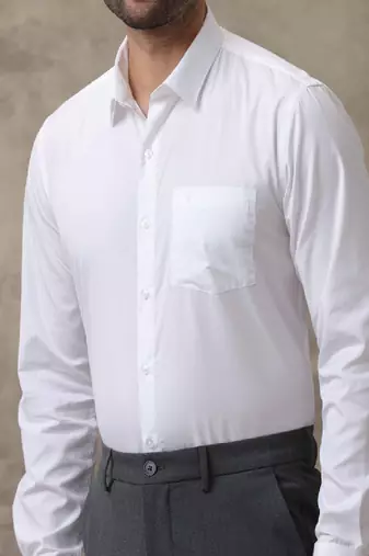 White plain cotton shirt - men shirts