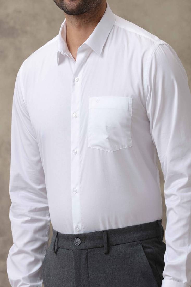 White plain cotton shirt - men shirts