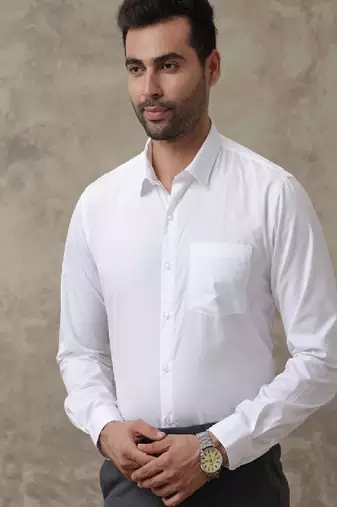 White plain cotton shirt - men shirts