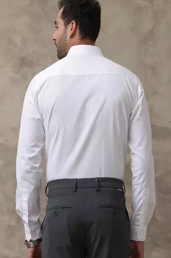 White plain cotton shirt - men shirts
