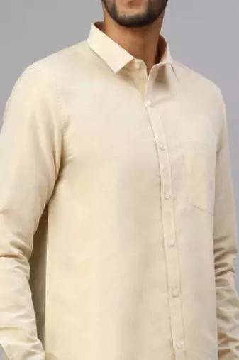 Gold plain cotton shirt - men-shirts