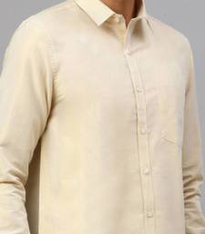 Gold plain cotton shirt - men-shirts