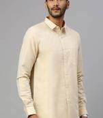 Gold plain cotton shirt - men-shirts