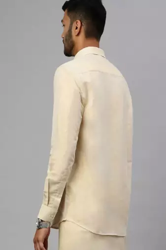 Gold plain cotton shirt - men-shirts