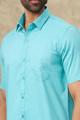 blue cotton blend men's shirt and lungi set 2