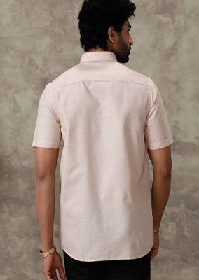 brown ramraj cotton men's shirt with short sleeves and regular fit 3