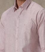 Pink plain cotton regular-fit shirt men shirts