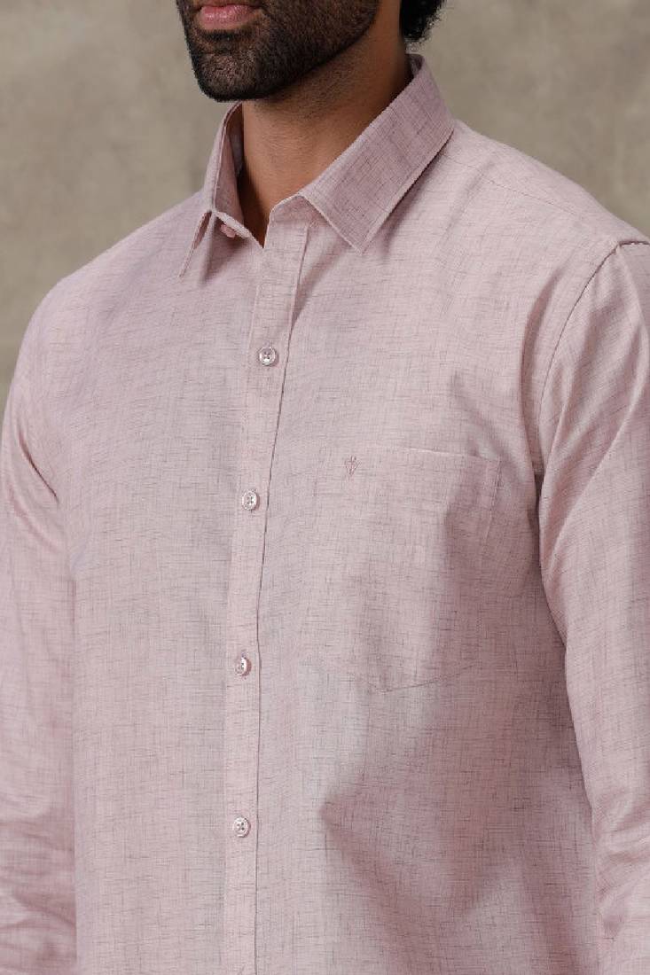 Pink plain cotton regular-fit shirt men shirts