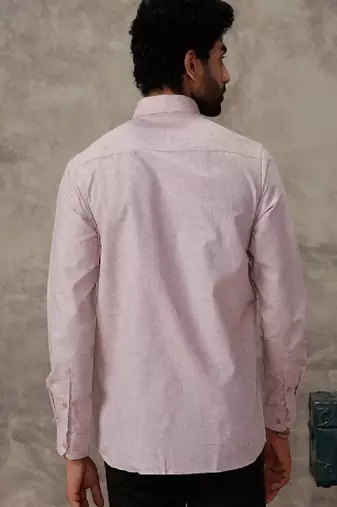 Pink plain cotton regular-fit shirt men shirts