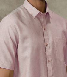 pink short sleeve cotton men's shirt