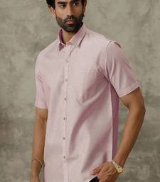 pink short sleeve cotton men's shirt
