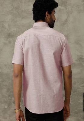 pink short sleeve cotton men's shirt 3