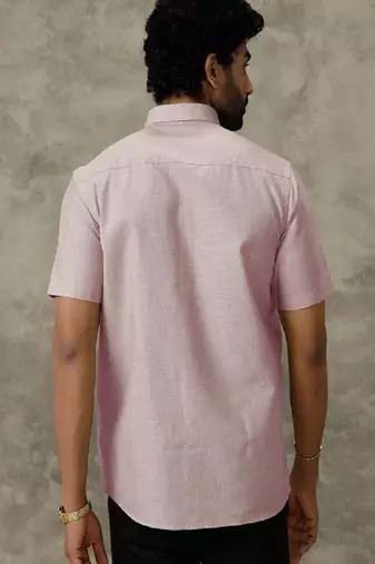 Pink plain null casual men-shirts