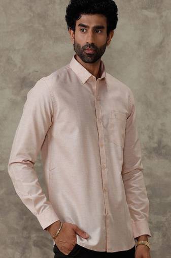 Men brown plain cotton shirt casual men-shirts