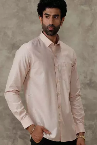 Men brown plain cotton shirt casual men-shirts