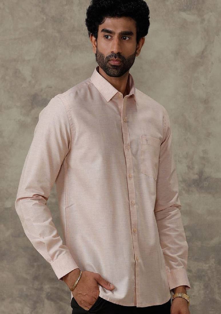 Men brown plain cotton shirt casual men-shirts