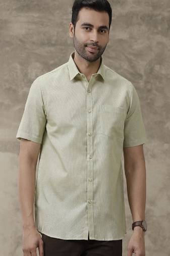 green everyday wear cotton men's shirt