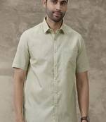 Green plain cotton shirt men-shirts