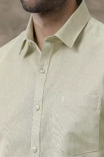 Green plain cotton shirt men-shirts