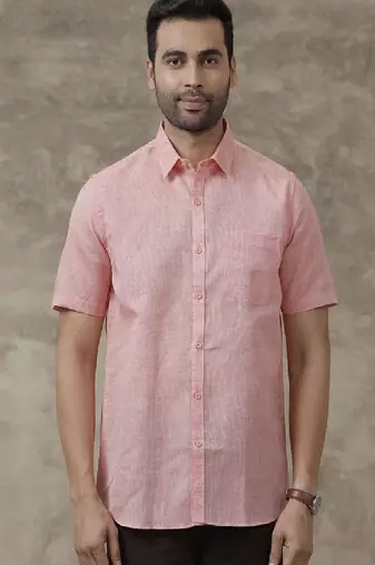 Pink plain cotton shirt men-shirts