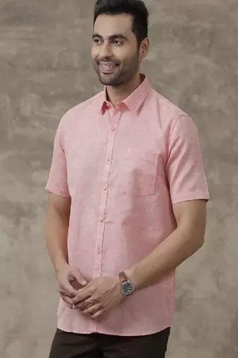 Pink plain cotton shirt men-shirts