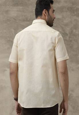 beige cotton men shirt with regular fit casual style 3