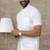 White plain linen shirt mandarin collar casual men shirts
