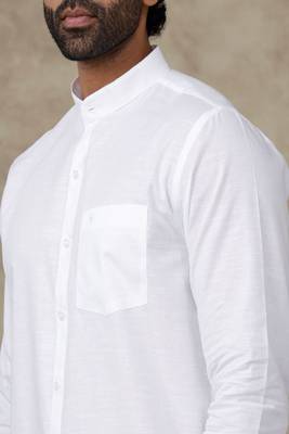 white everyday-wear slim-fit cotton men's shirt 2