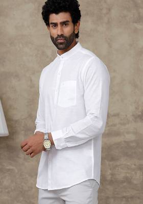 white everyday-wear slim-fit cotton men's shirt 1