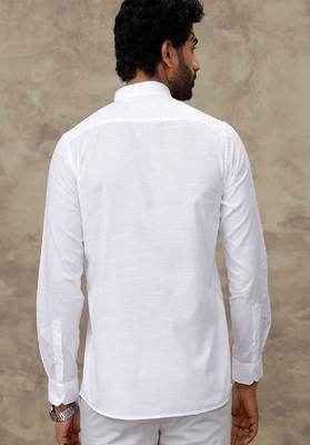 white everyday-wear slim-fit cotton men's shirt 3