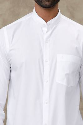 white cotton men's shirt with modern mandarin collar 2