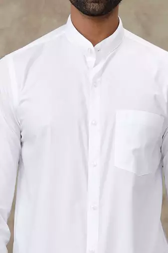 Men standard fit solid mandarin collar cotton casual shirt
