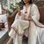 Cream colour  chanderi silk kurti pant set with lace work dupatta